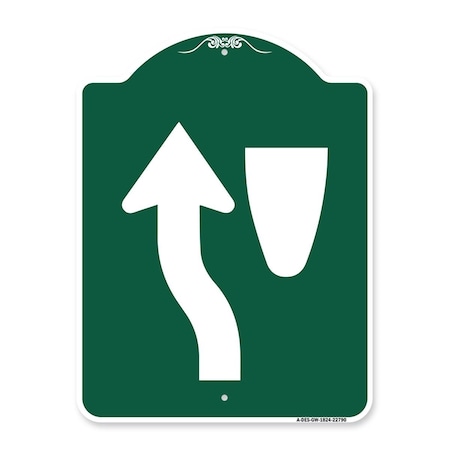 Amistad 18 x 24 in. Designer Series Sign - Traffic Sign Keep Left Symbol, Green & White AM2077164